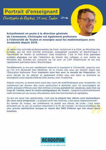 Portrait enseignant Acadomia Christophe de Regibus