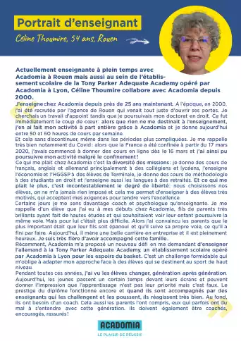 Portrait enseignante Acadomia Céline Thoumire