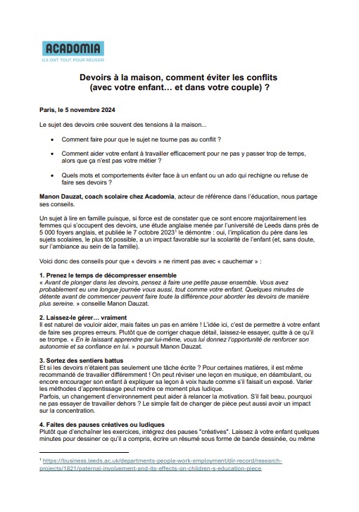 CP devoirs à la maison - nov 24