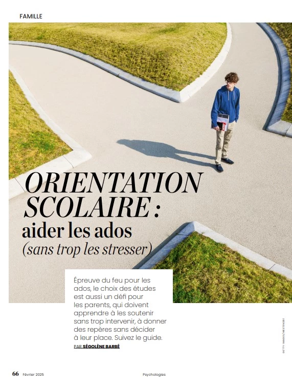article psychologie magazine sur l'orientation scolaire, paru en février 2025
