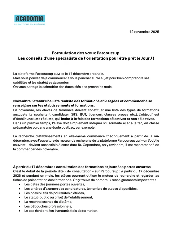 Visuel du communiqué de presse Formulation des voeux Parcoursup