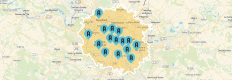 Carte de l'ile de France des centres Acadomia