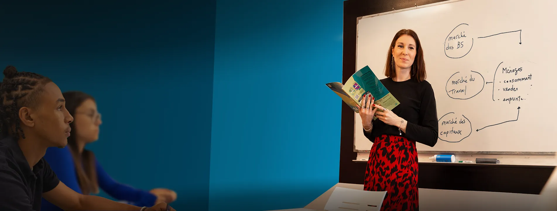 Groupe d'élève en cours d'économie avec Acadomia