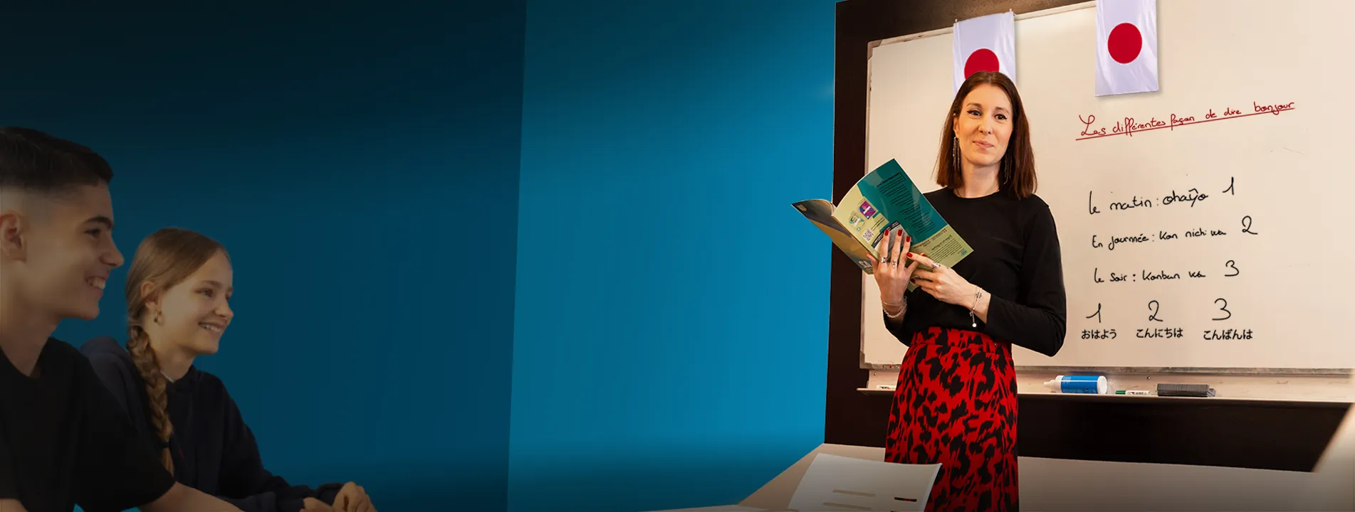 Groupe d'élève en cours de langue Acadomia