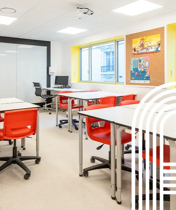 Salle de classe de l'Ecole A d'Acadomia à Paris 16