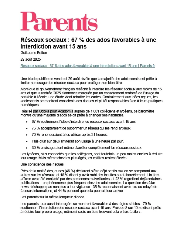 article Le Point sur l'importance des maths en classe de première, paru le 31 aout 2025